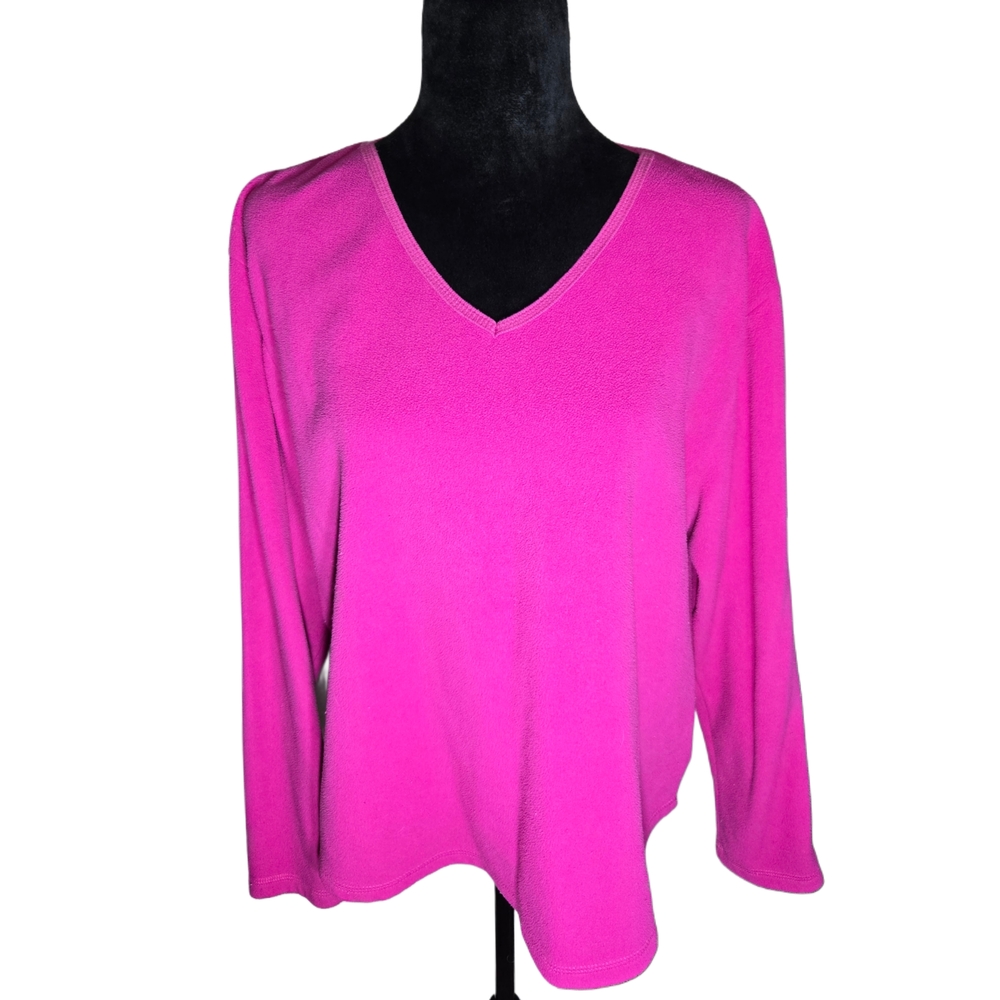 Vintage SJB Active Vibrant Pink V-Neck Sweater - X-Large